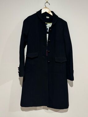 J.CREW Womens Black Wool Button Front Lined Mid-Length Overcoat 4